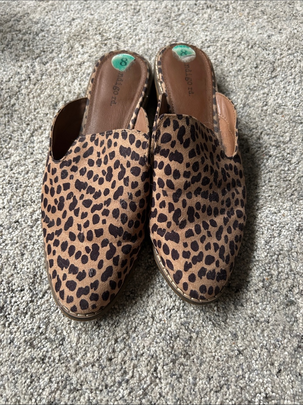 Indigo Leopard-Print Slip-On Mules - Tan and Black